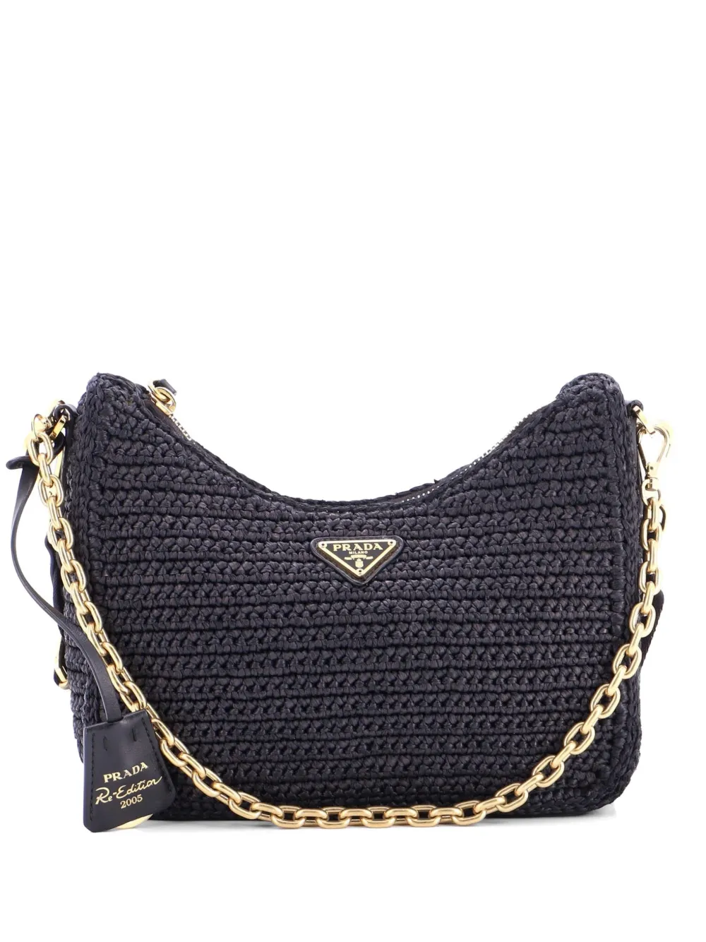 Prada Pre-Owned Re-Edition 2005 Shoulder Bag Raffia Small crossbody bag - Nero