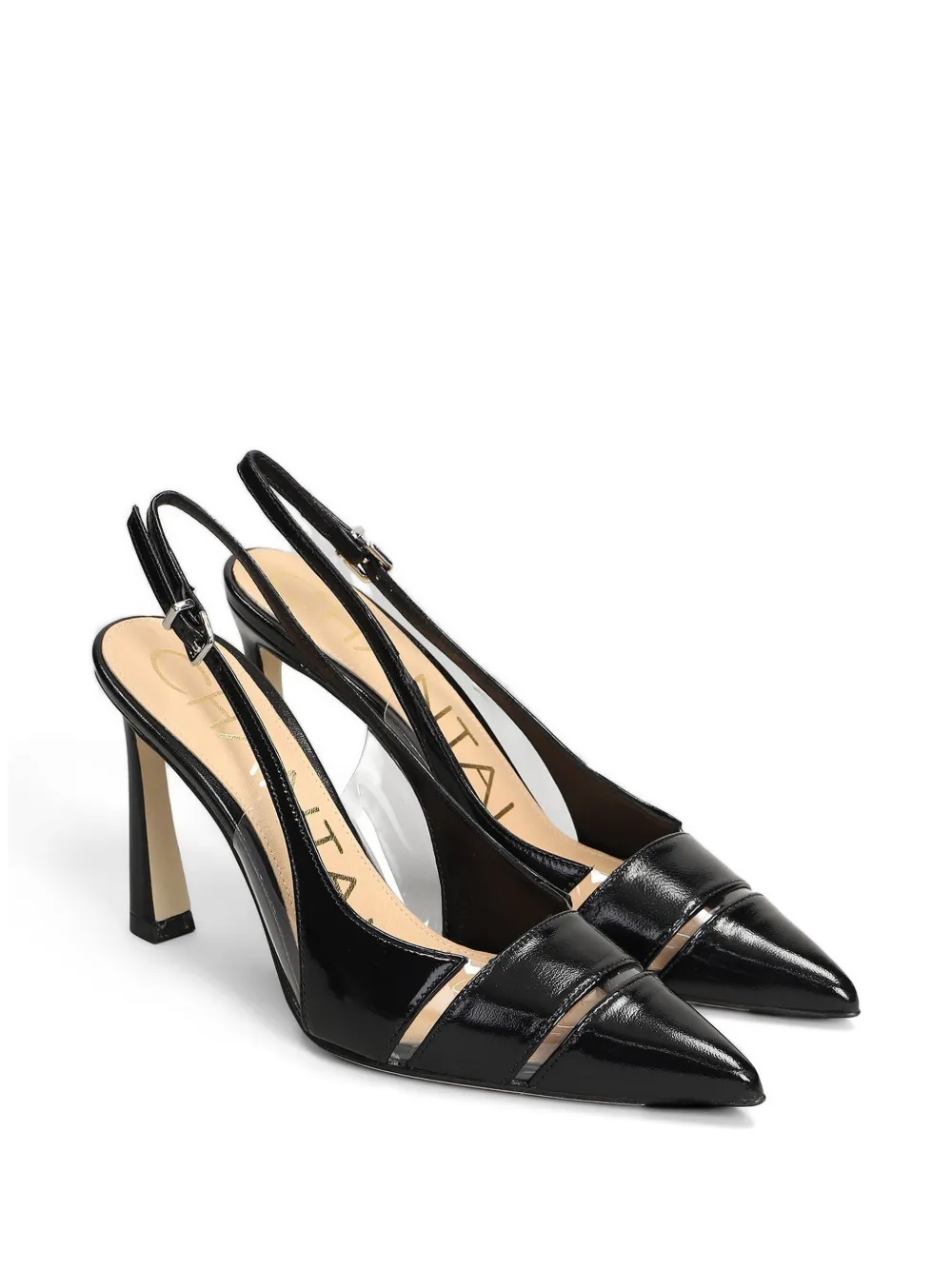 Chantal Pumps van lakleer met doorzichtig vlak Wit