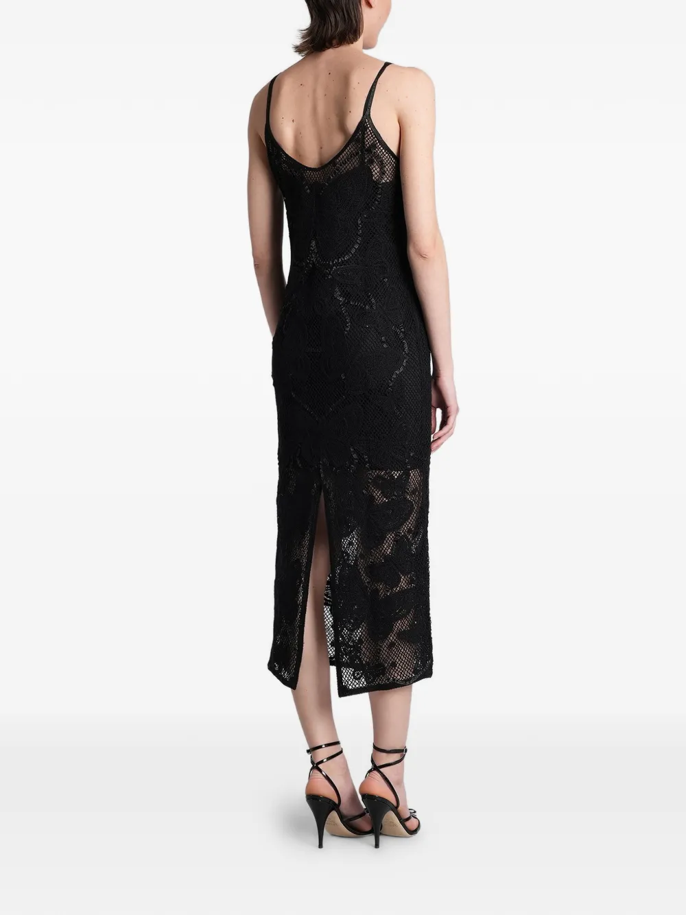 Blumarine Verfraaide midi-jurk met kant Zwart