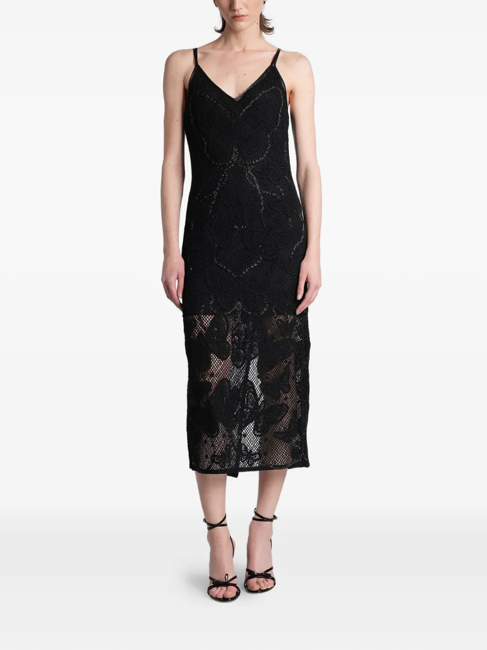 Blumarine embellished lace midi dress - Schwarz