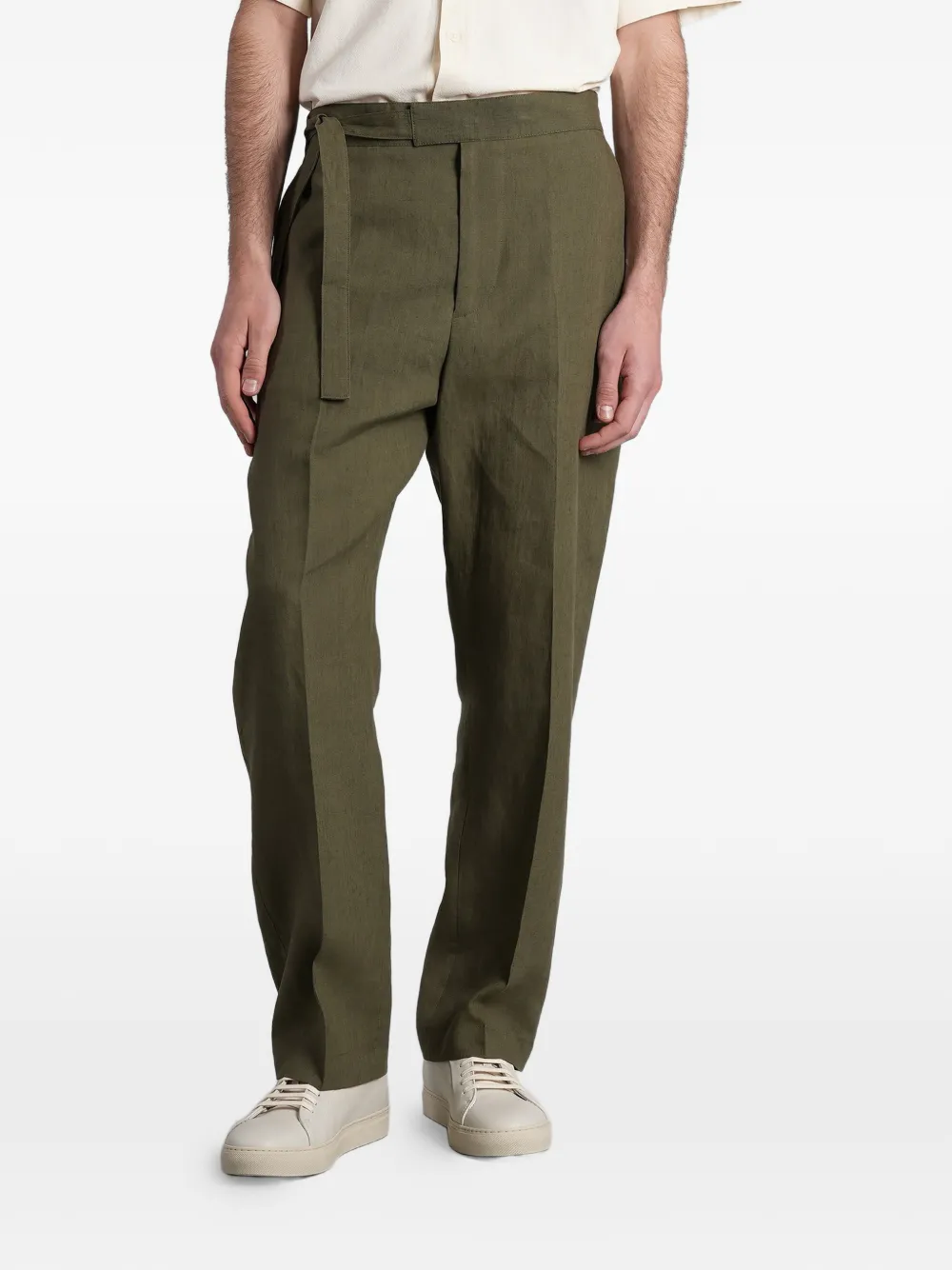 Paul Smith Belted pressed-crease trousers - Grün