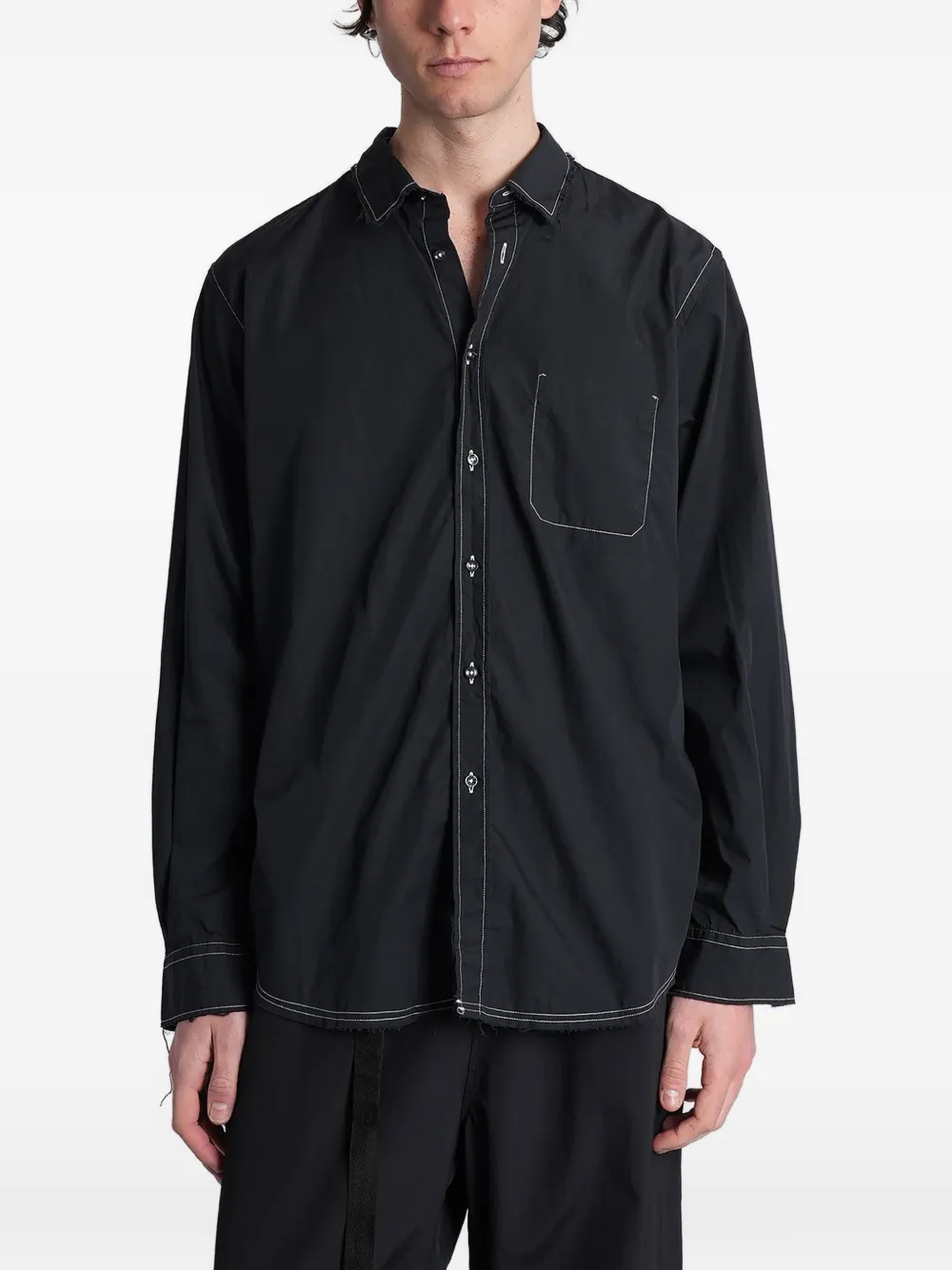 Paura Talete contrast-stitch raw-edge shirt - Nero