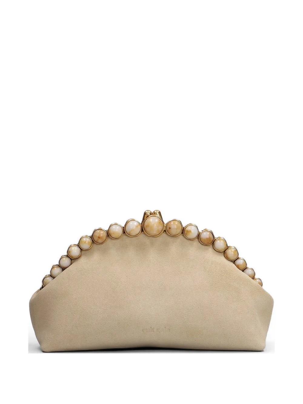 Cult Gaia bead-embellished suede clutch bag - Toni neutri