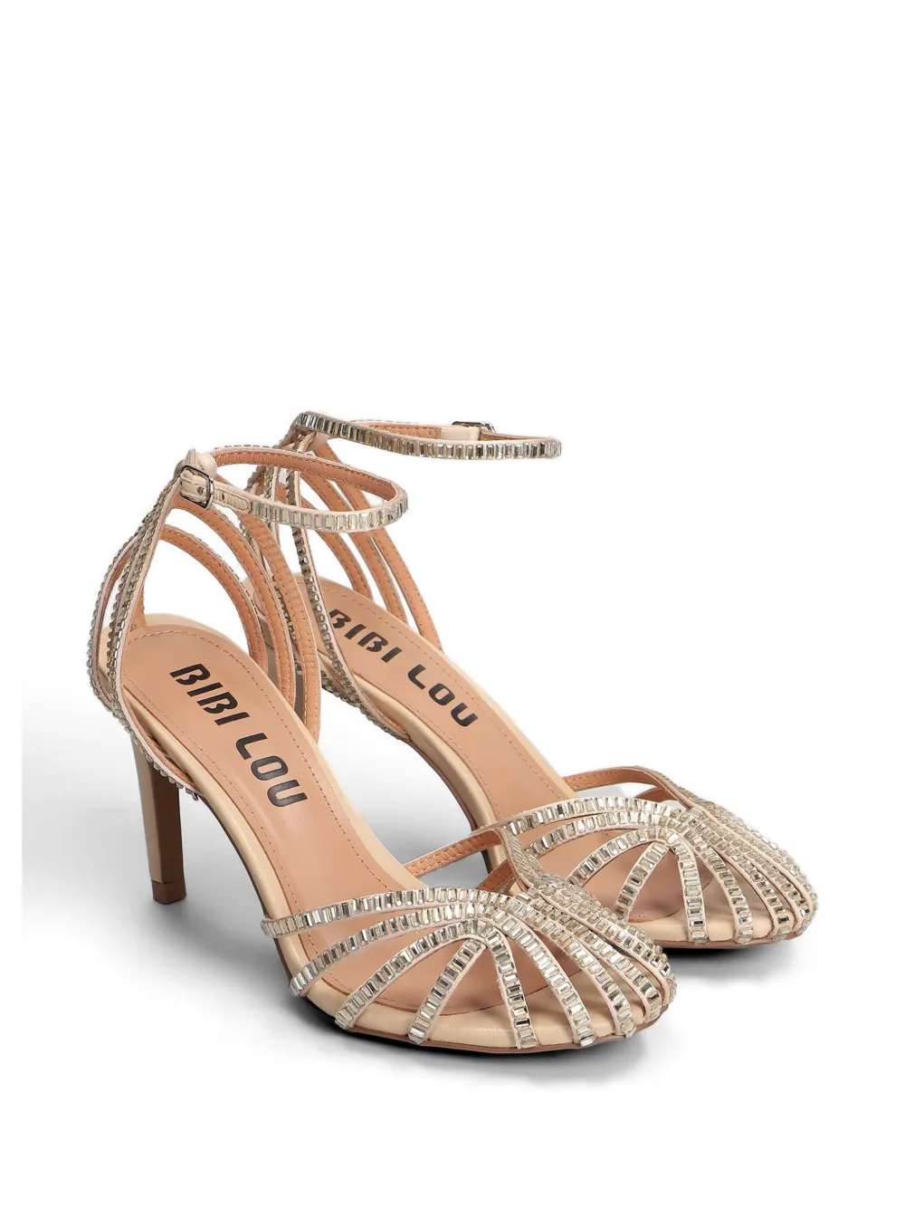 Bibi Lou Serabi crystal-embellished cage sandals Beige