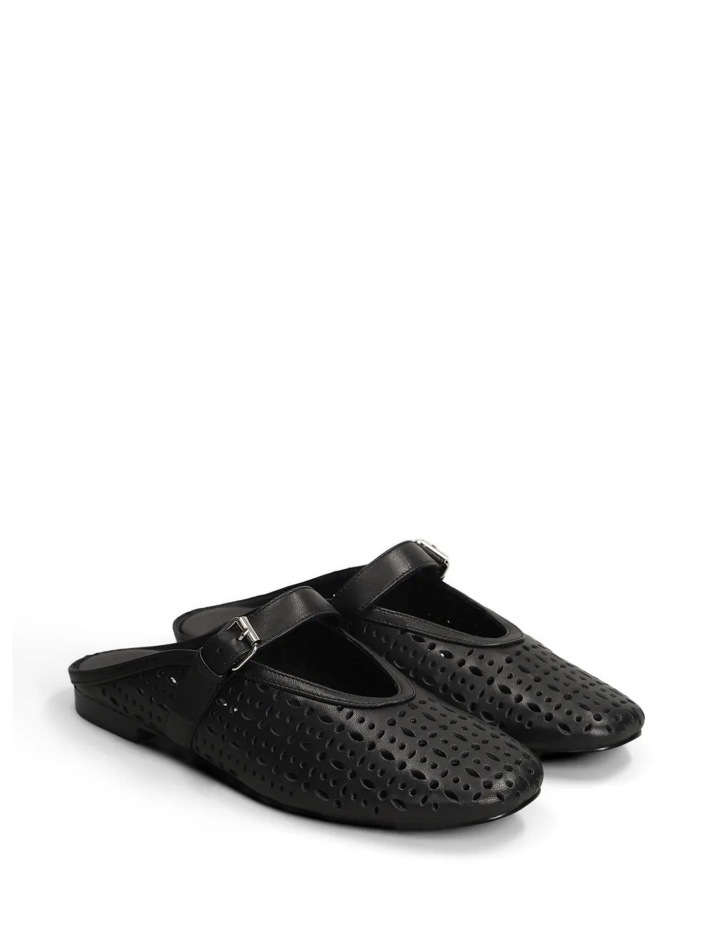 Bibi Lou Maia perforated buckle-strap mules Zwart