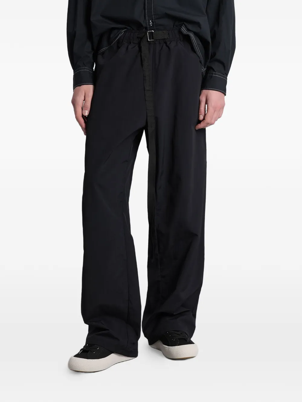 Paura Brooklyn belted elasticated-waistband trousers - Nero
