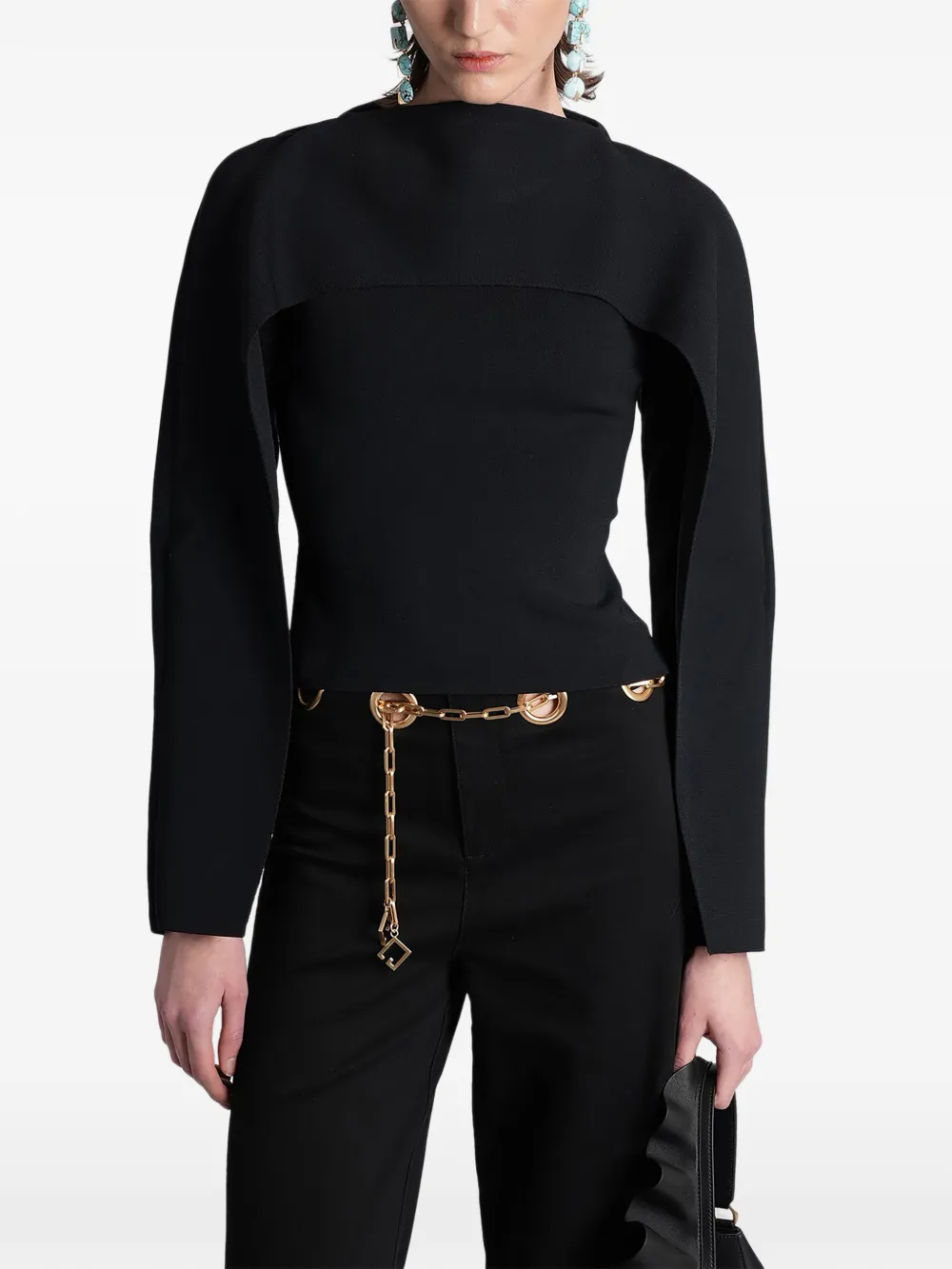 Cult Gaia Alka cape-overlay blouse - Nero