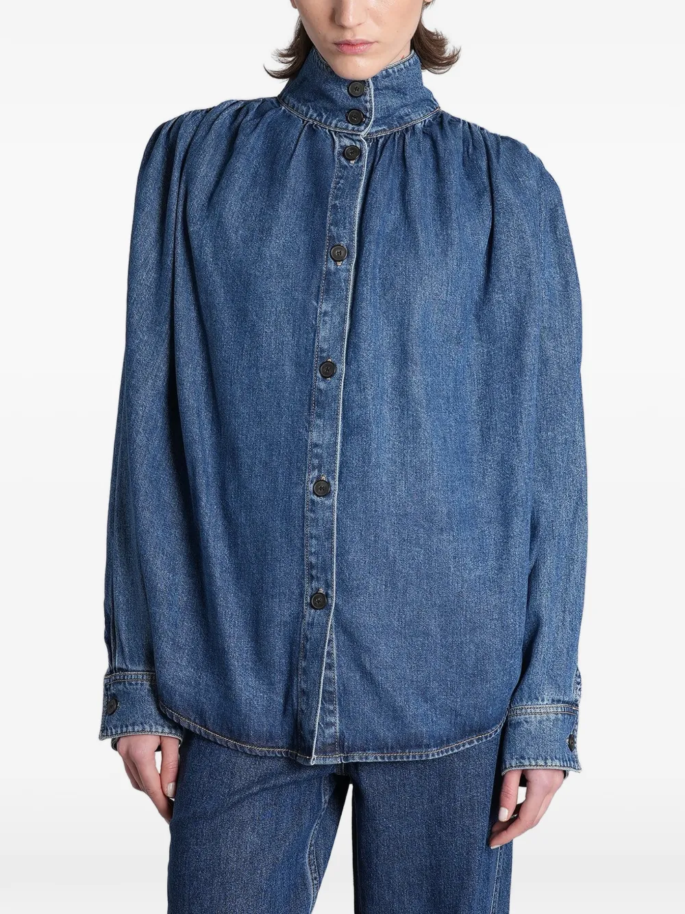 IRO gathered denim shirt - Blu
