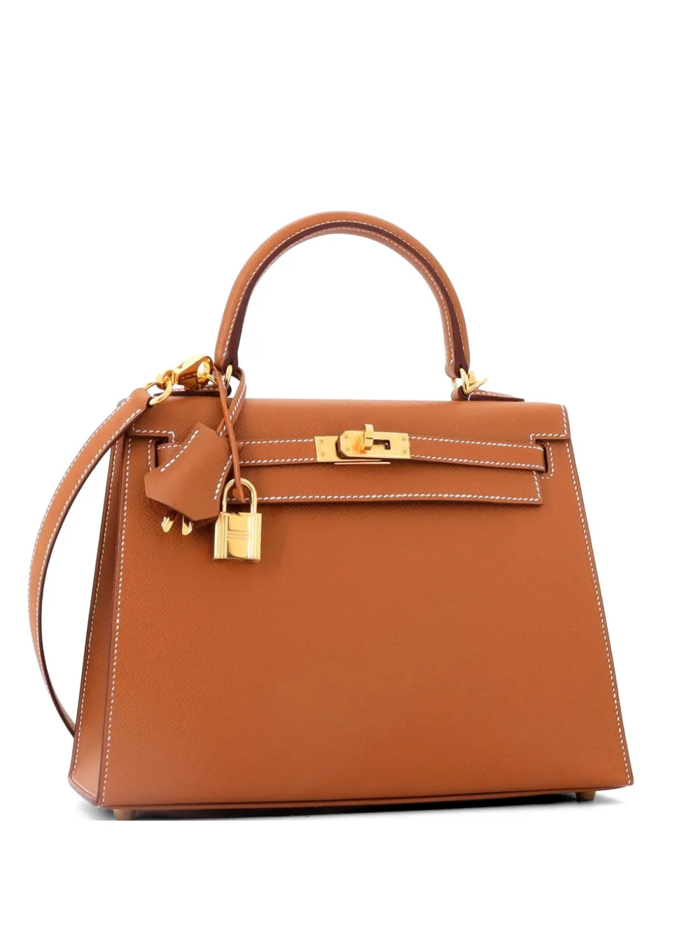 Hermès Pre-Owned Kelly Handbag Brown Epsom with Gold Hardware 25 satchel