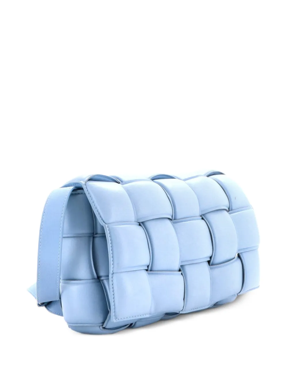  Bottega Veneta Pre-owned Borsa A Tracolla Cassette Piccola In Pelle Imbottita Con Motivo Maxi Intrecciato - Blu 
