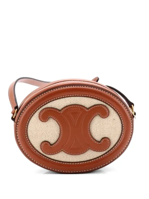 Celine Pre-Owned Triomphe Oval Canvas and Leather crossbody bag