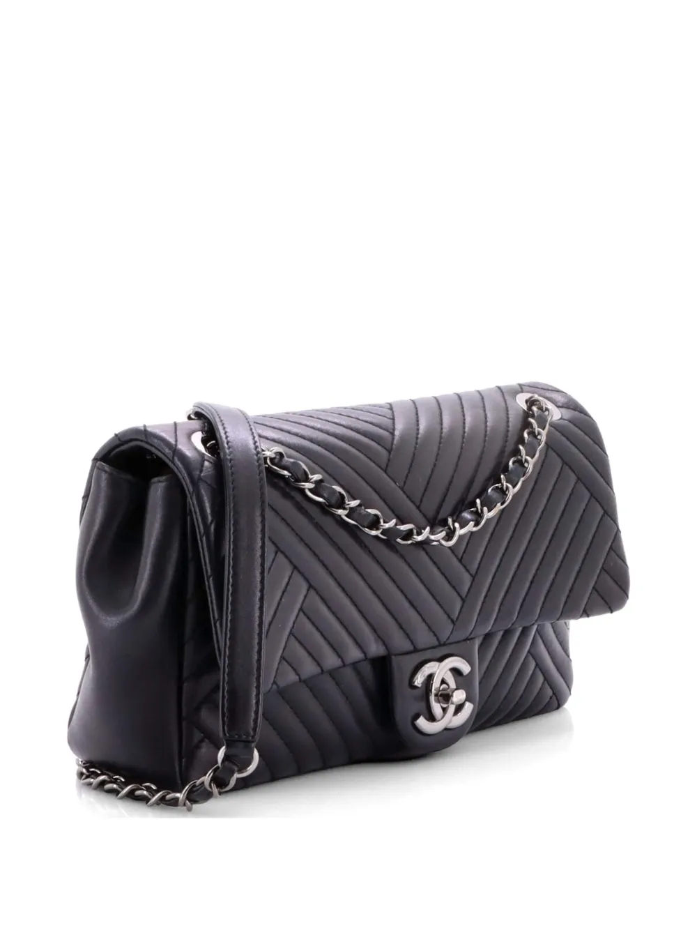 CHANEL Pre-Owned CC Crossing Flap Bag Chevron Lambskin Medium shoulder bag - Nero