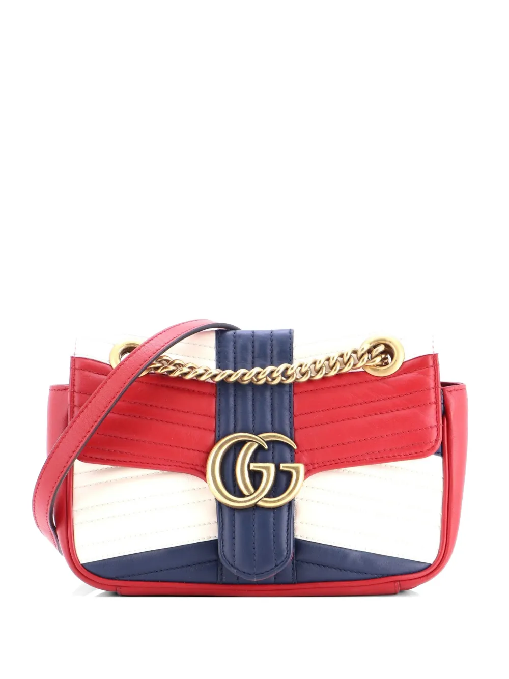 Gucci Pre-Owned GG Marmont Flap Bag Matelasse Leather Small crossbody bag - Blu