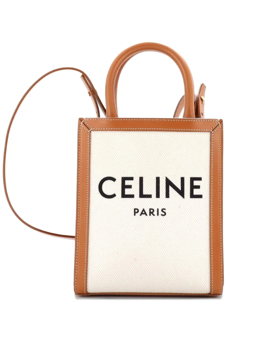 Celine Pre-Owned Vertical Cabas Canvas with Leather Mini tote bag - Marrone