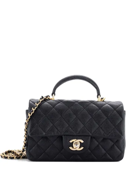 CHANEL Pre-Owned Classic Single Flap Top Handle Bag Quilted Caviar Mini shoulder bag