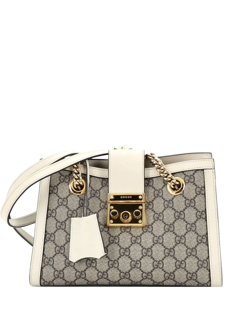 Gucci Pre-Owned Padlock Chain Tote GG Coated Canvas with Leather Small shoulder bag - Marrone