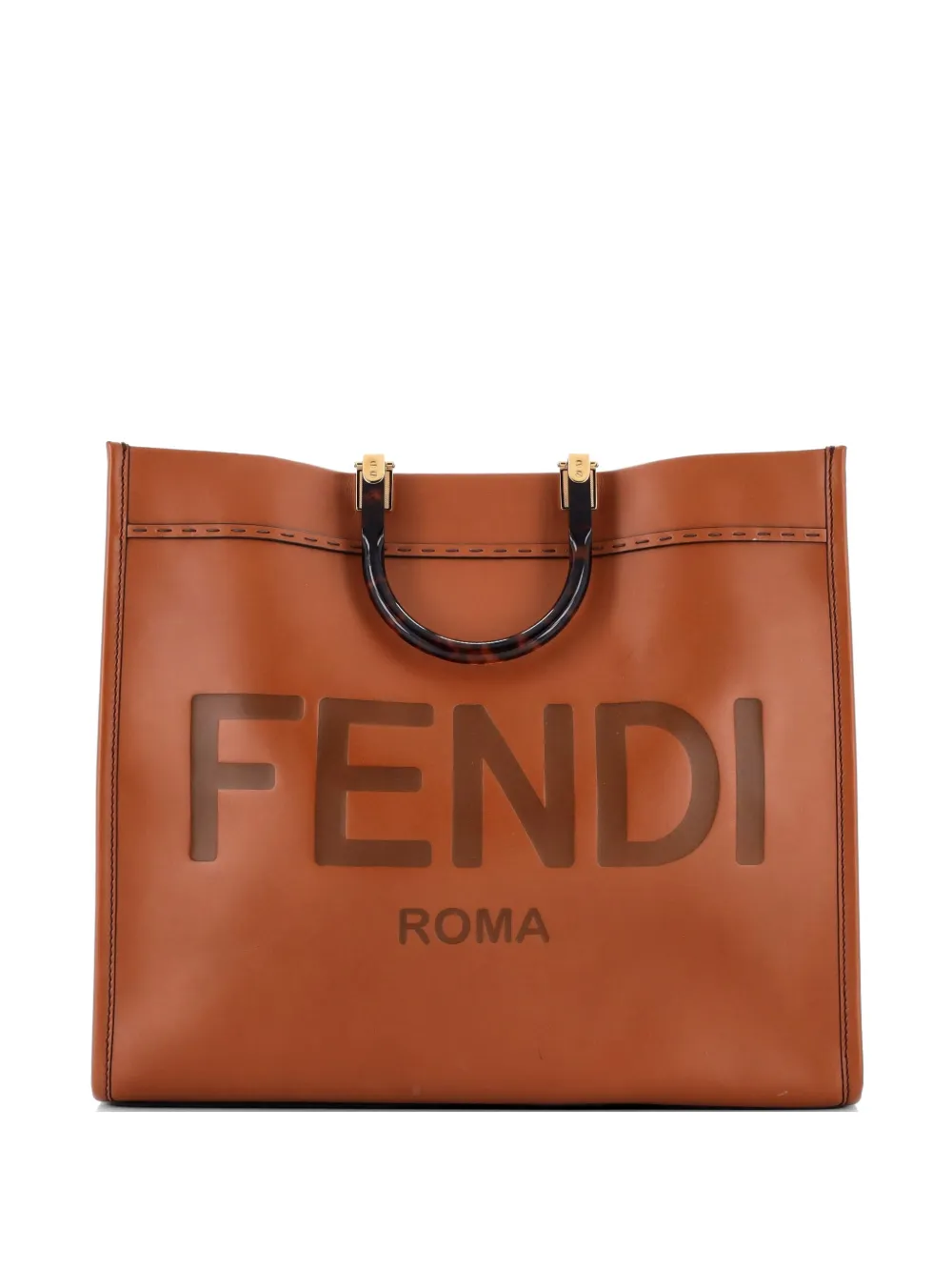 Fendi Pre-Owned Sunshine Shopper Leather Large tote bag - Marrone
