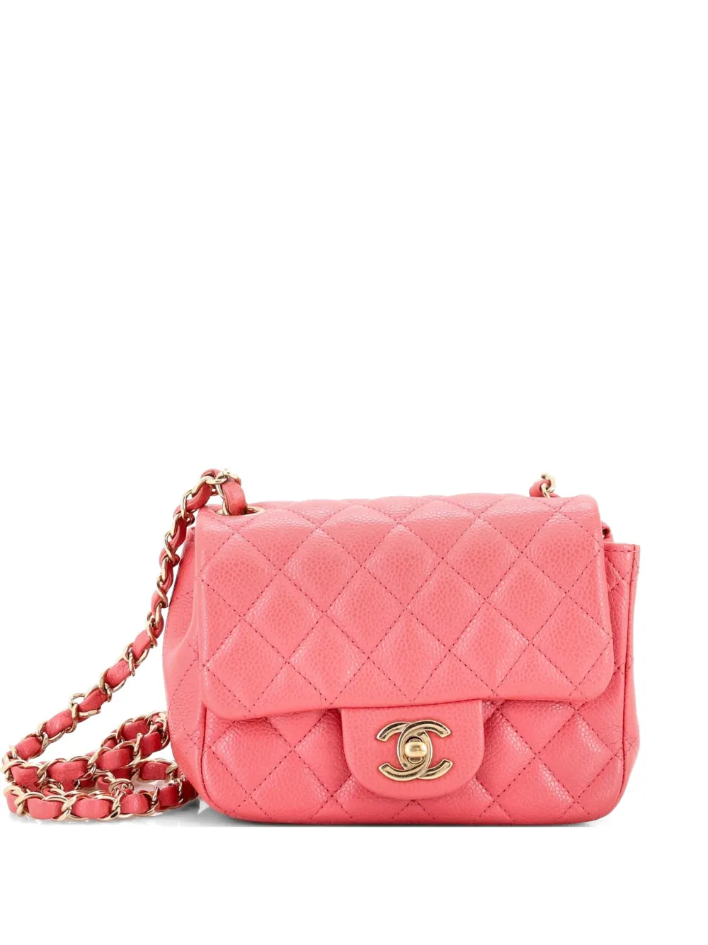 CHANEL Pre-Owned Square Classic Single Flap Bag Quilted Caviar Mini crossbody bag - Rosa