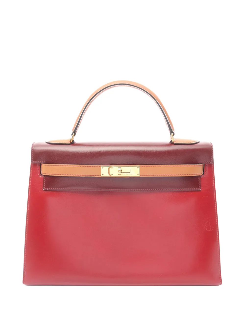 Hermès Pre-Owned 1988 Boxcalf Tricolor Kelly I Sellier 32 handbag - Rosso