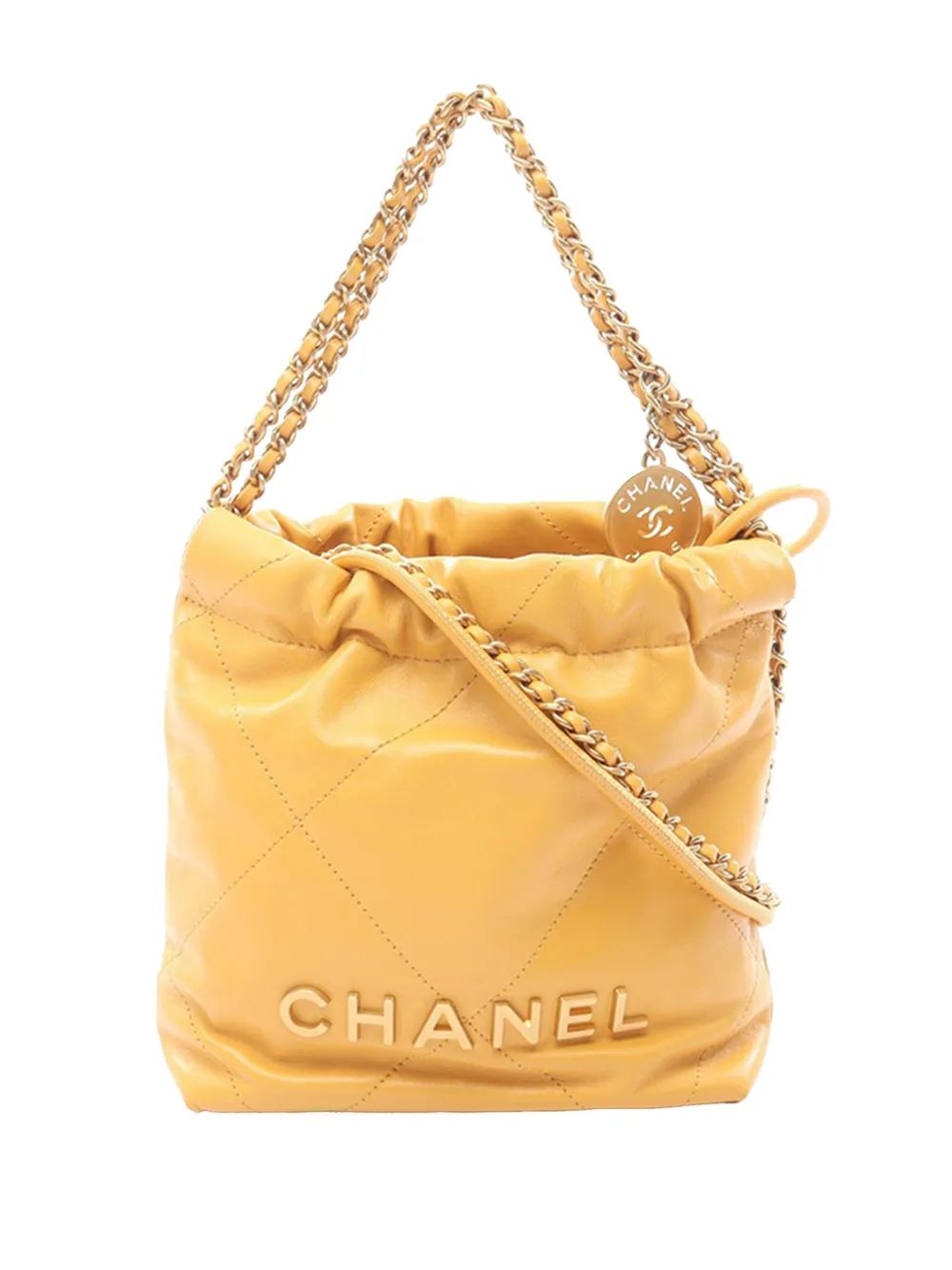 CHANEL Pre-Owned 2021-2026 Mini Calfskin 22 Hobo shoulder bag - Giallo