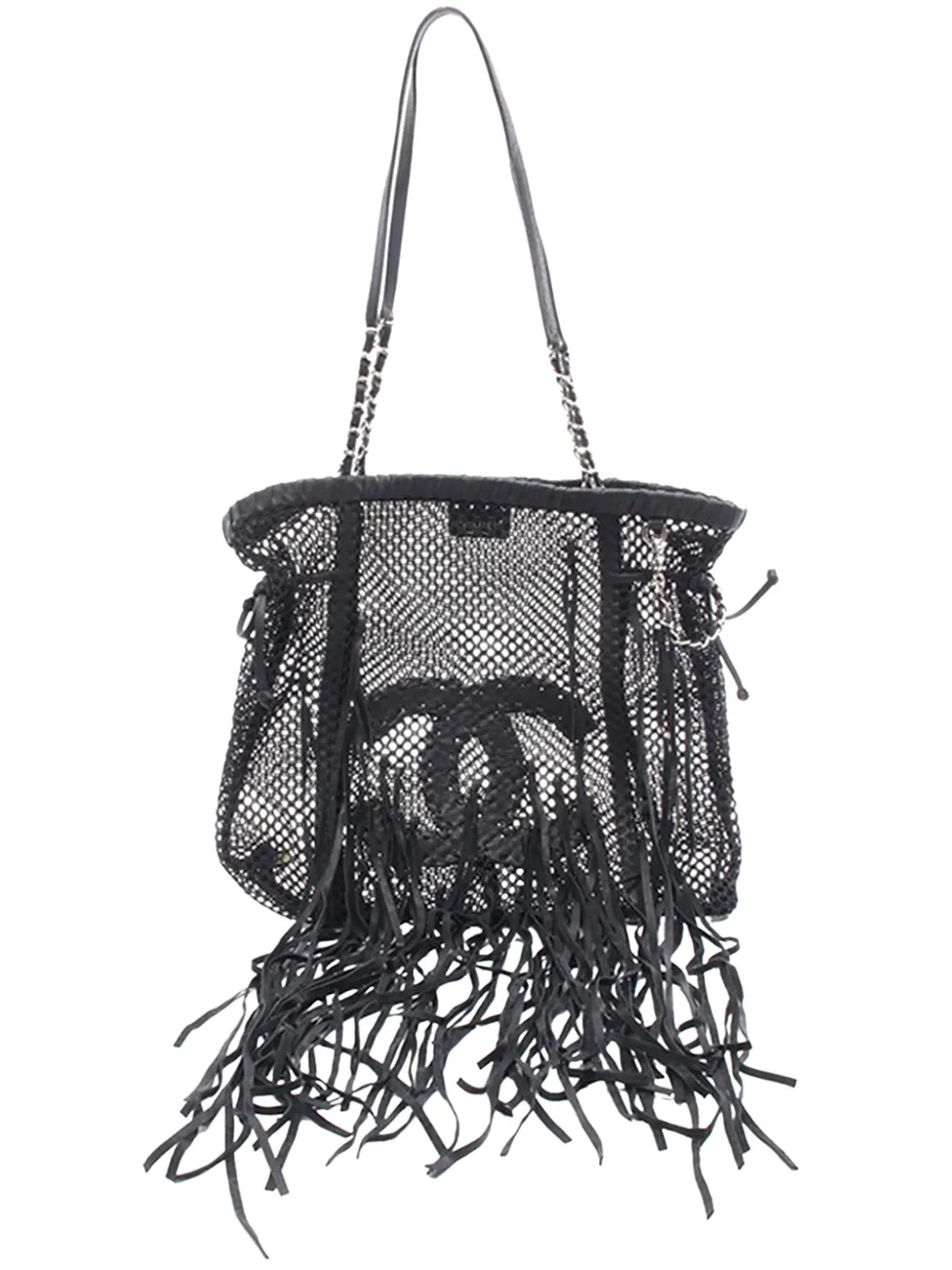 CHANEL Pre-Owned 2009-2010 Large CC Mesh Fringe Tote shoulder bag - Black
