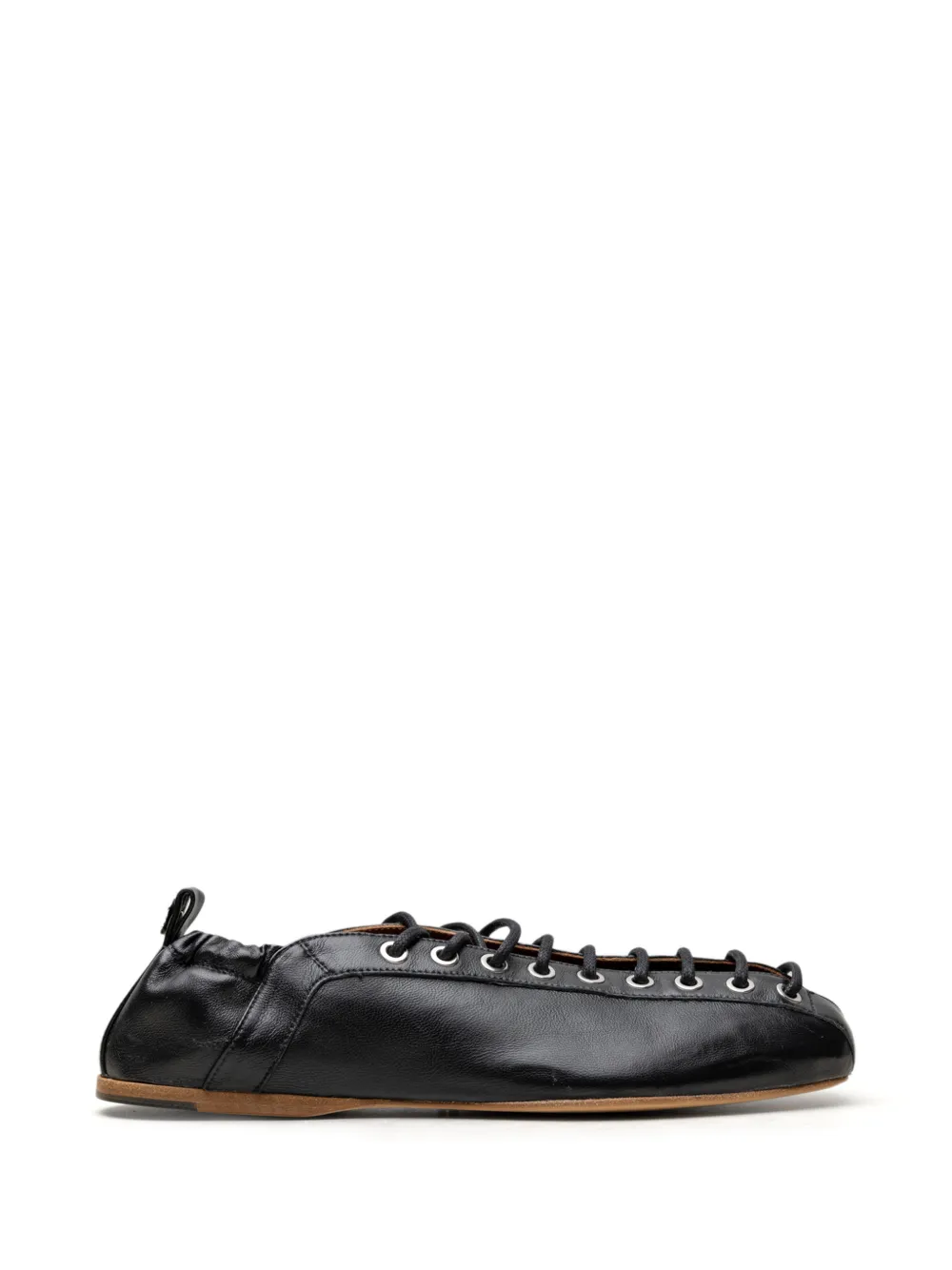 CHUCKIES lace-up leather ballet flats - Nero