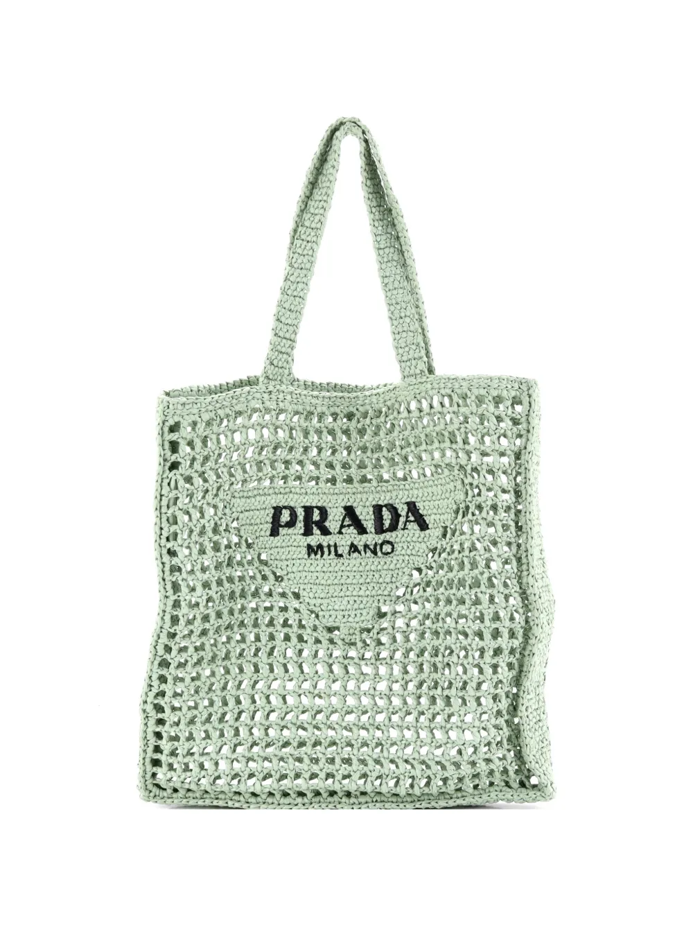Prada Pre-Owned Triangle Logo Open Raffia tote bag - Verde