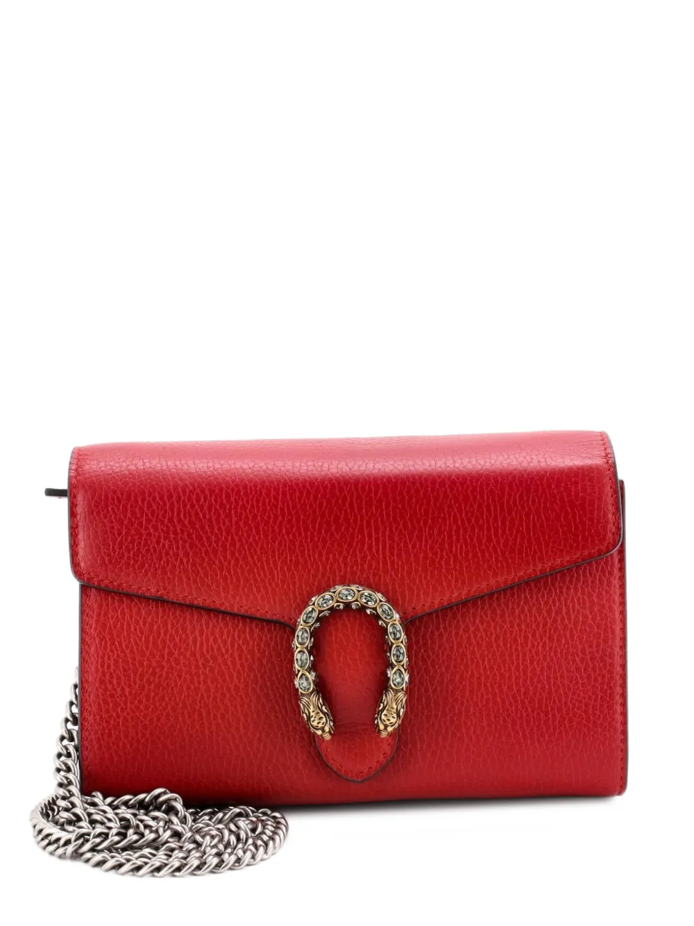 Gucci Pre-Owned Dionysus Chain Wallet Leather with Embellished Detail Small crossbody bag - Rosso