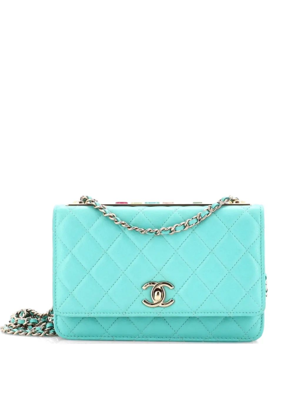CHANEL Pre-Owned Trendy CC Wallet on Chain Quilted Lambskin and Lacquered Metal shoulder bag - Blue