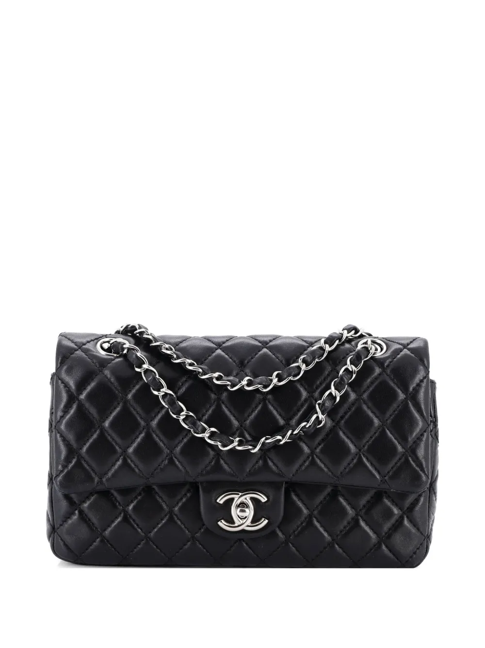 CHANEL Pre-Owned Classic Double Flap Bag Quilted Lambskin Medium shoulder bag - Nero