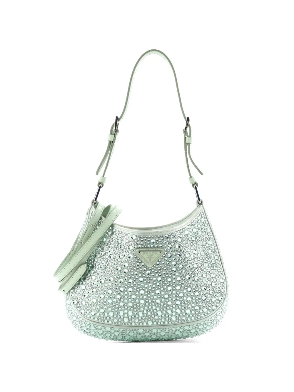Prada Pre-Owned Cleo Shoulder Bag Crystal Embellished Satin Small crossbody bag - Green