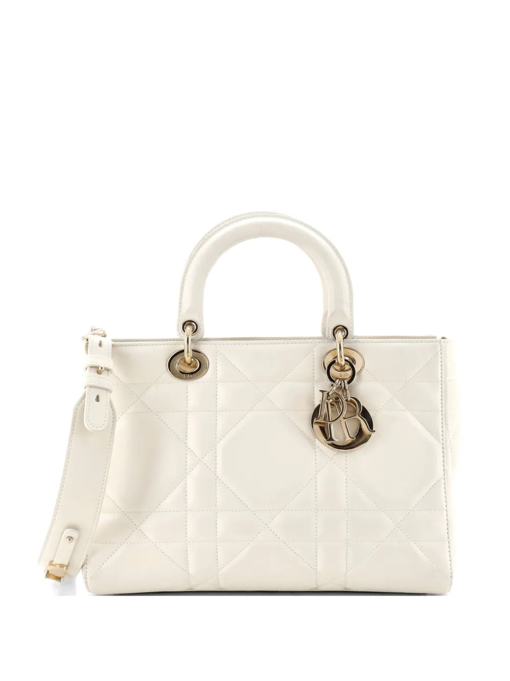 Christian Dior Pre-Owned My ABCDior Lady D-Sire Bag Maxicannage Quilt Calfskin Medium tote bag - Bianco