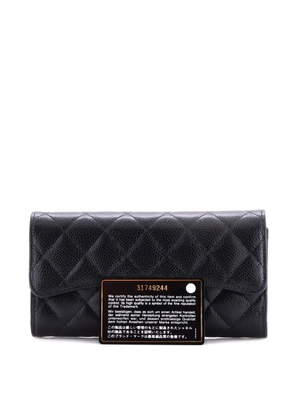 CHANEL Pre-Owned CC Gusset Classic Flap Wallet Quilted Caviar Long small wallets - Nero