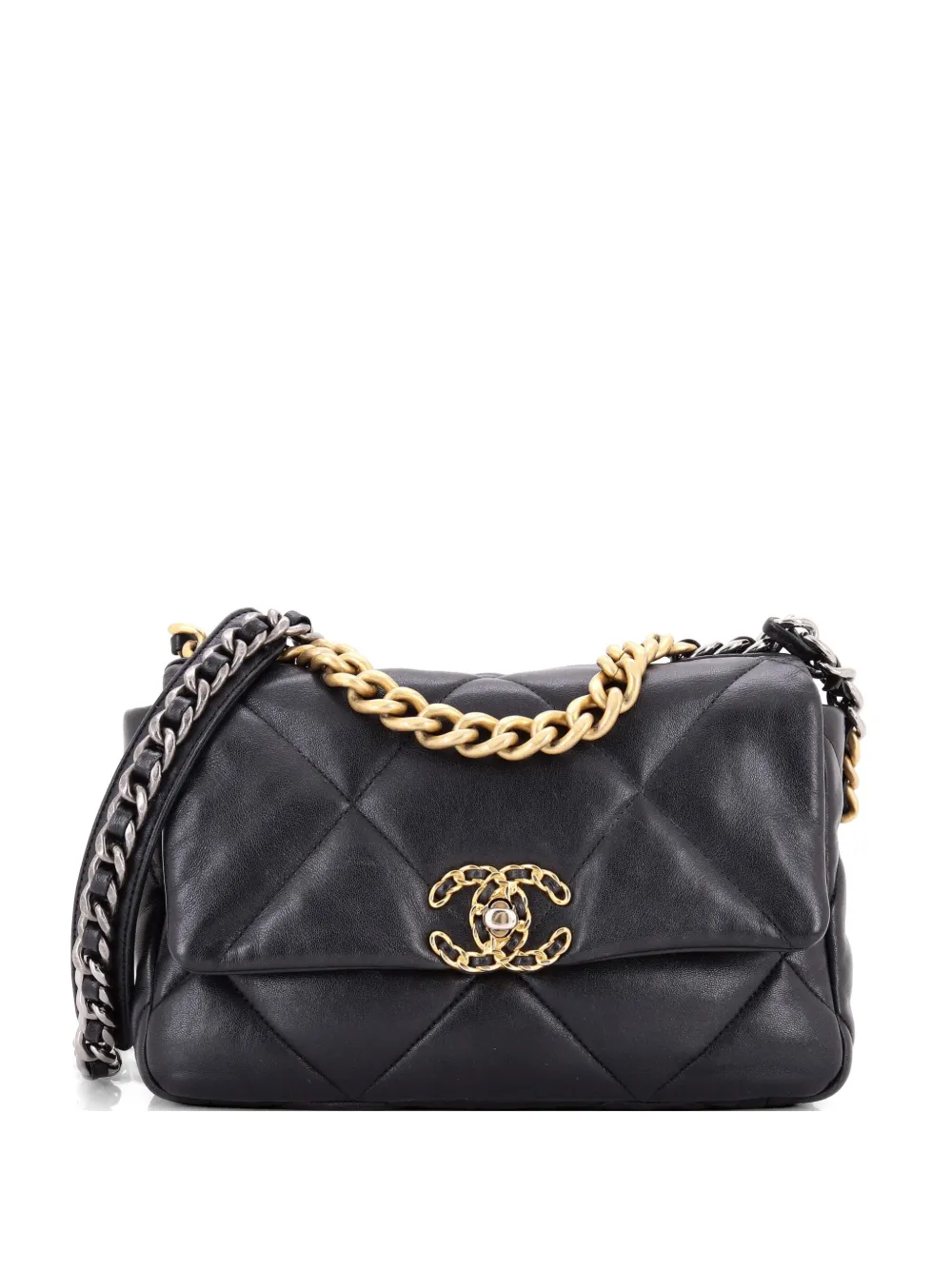 CHANEL Pre-Owned 19 Flap Bag Quilted Leather Medium crossbody bag - Nero