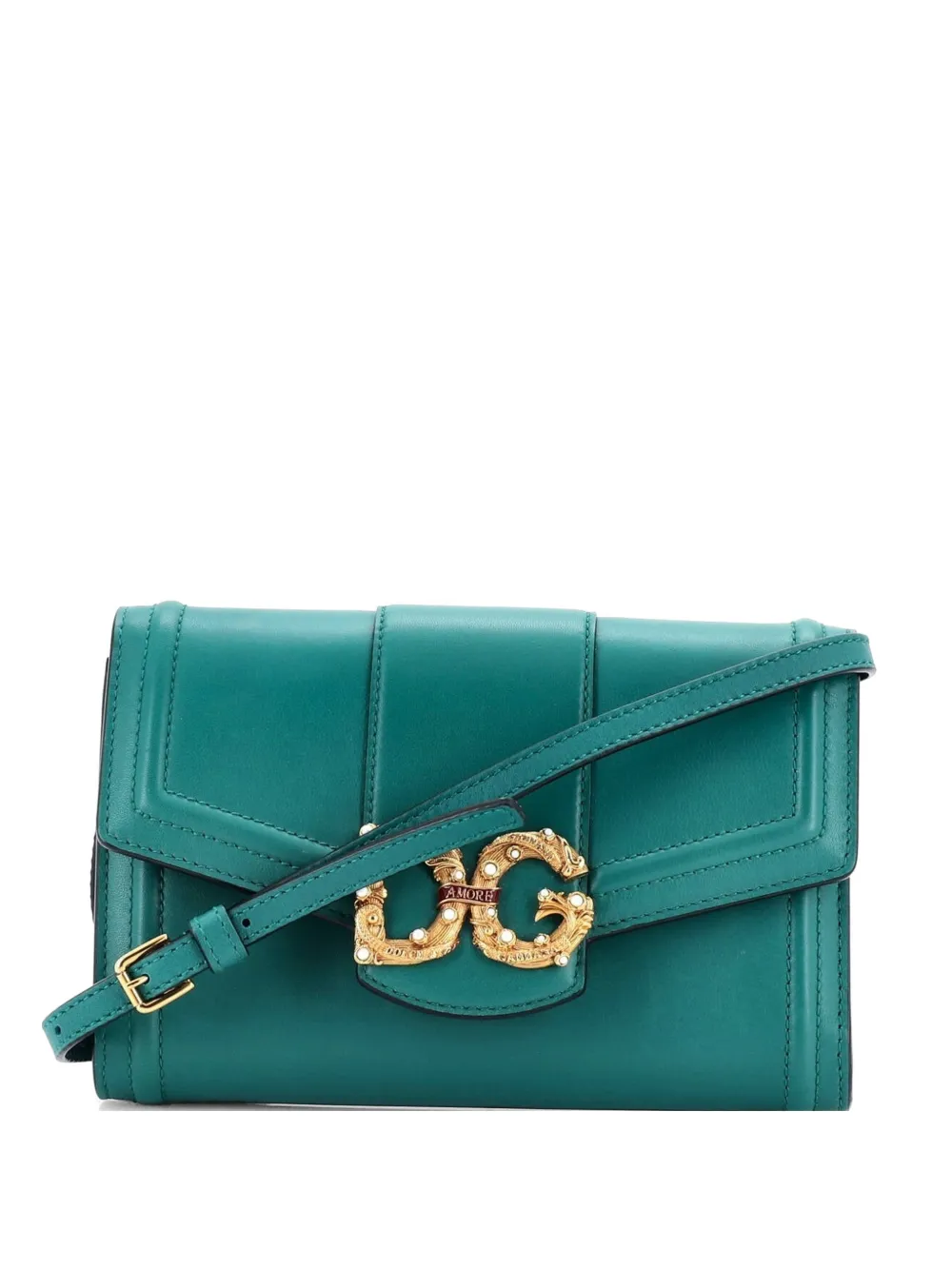Dolce & Gabbana Pre-Owned DG Amore Wallet on Strap Leather crossbody bag - Verde