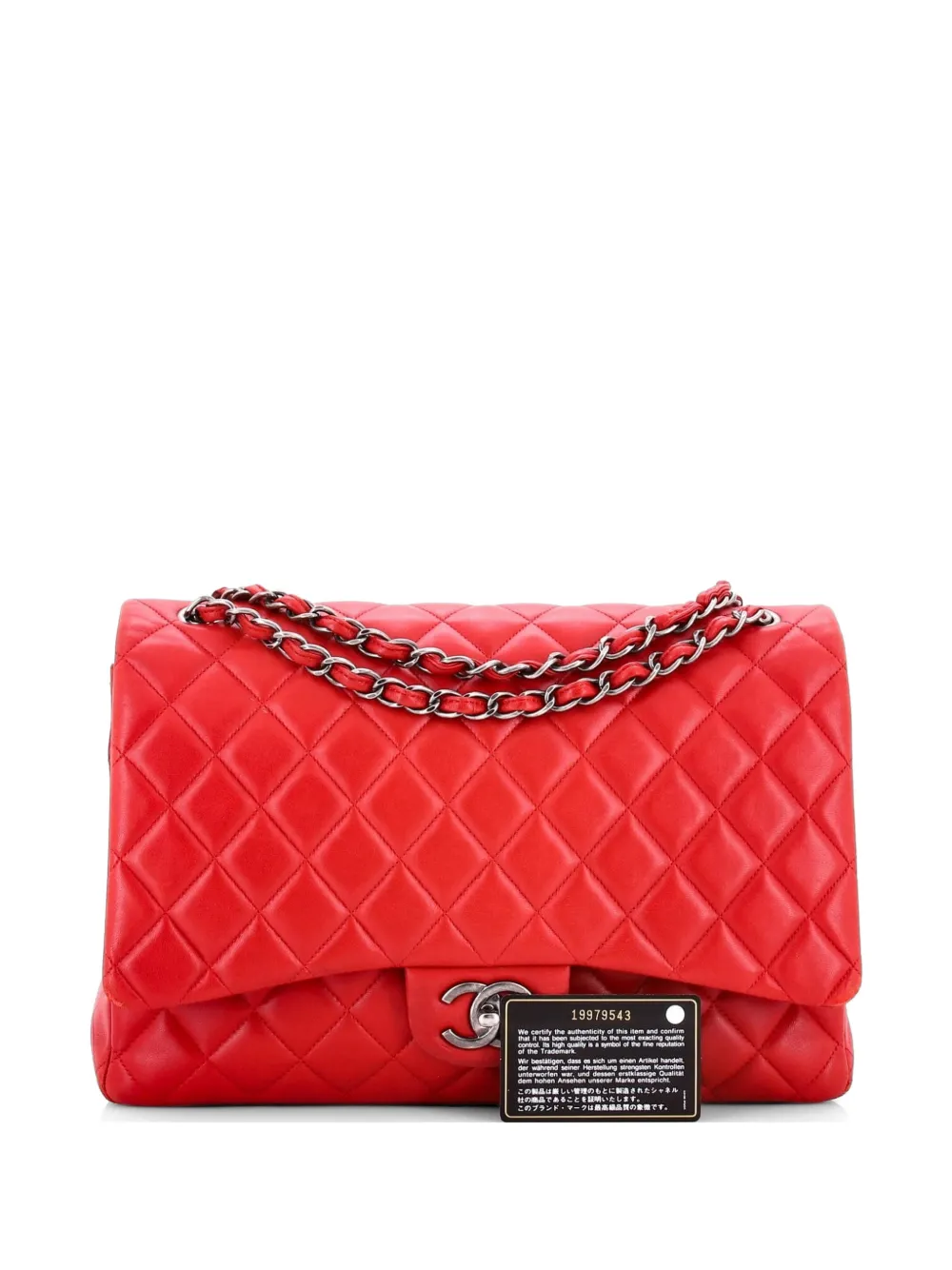 CHANEL Pre-Owned Classic Double Flap Bag Quilted Lambskin Maxi shoulder bag - Rosso