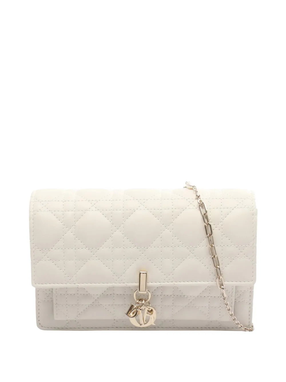 Christian Dior Pre-Owned 2010-2026 Lambskin Cannage My Dior Daily Wallet on Chain crossbody bag - Bianco