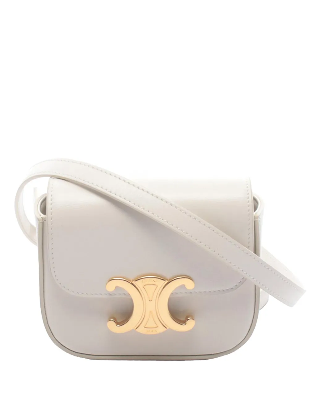 Celine Pre-Owned 2021-2026 Mini Triomphe Leather Claude crossbody bag - Bianco