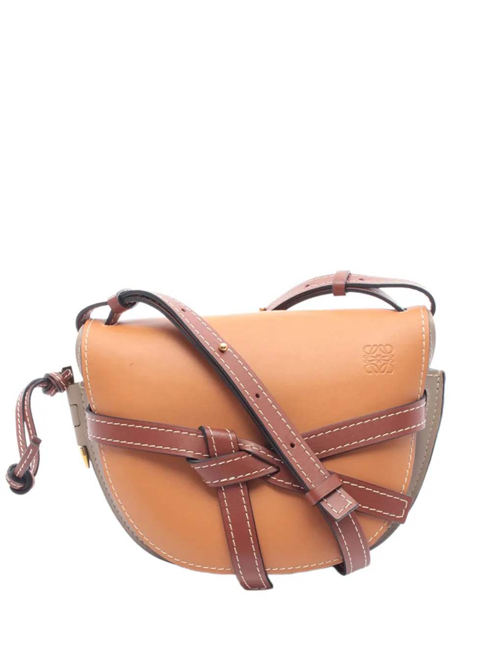 Loewe Pre-Owned 2010-2026 Mini Tricolor Leather Gate crossbody bag - Marrone