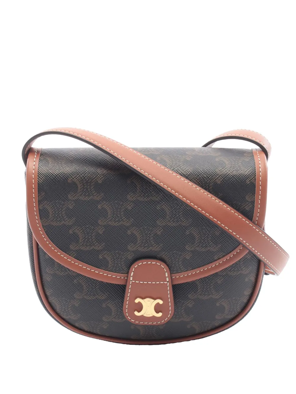 Celine Pre-Owned 2021-2026 Mini Triomphe Coated Canvas Besace crossbody bag - Nero