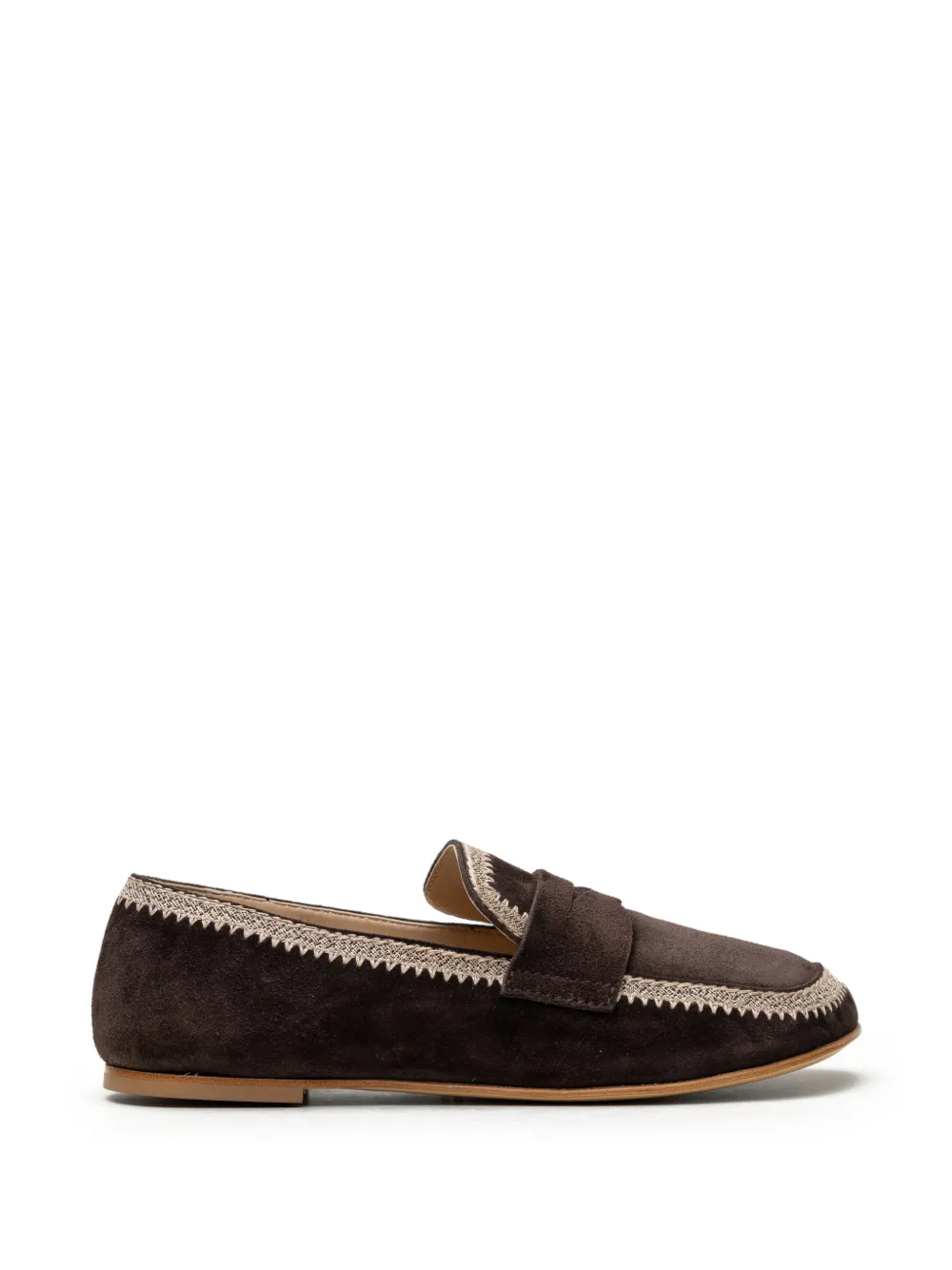 CHUCKIES crochet-trim suede loafers - Braun