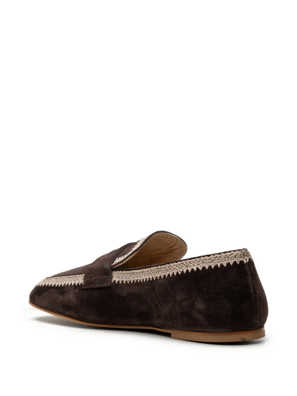 CHUCKIES Suède loafers met gehaakte afwerking Bruin
