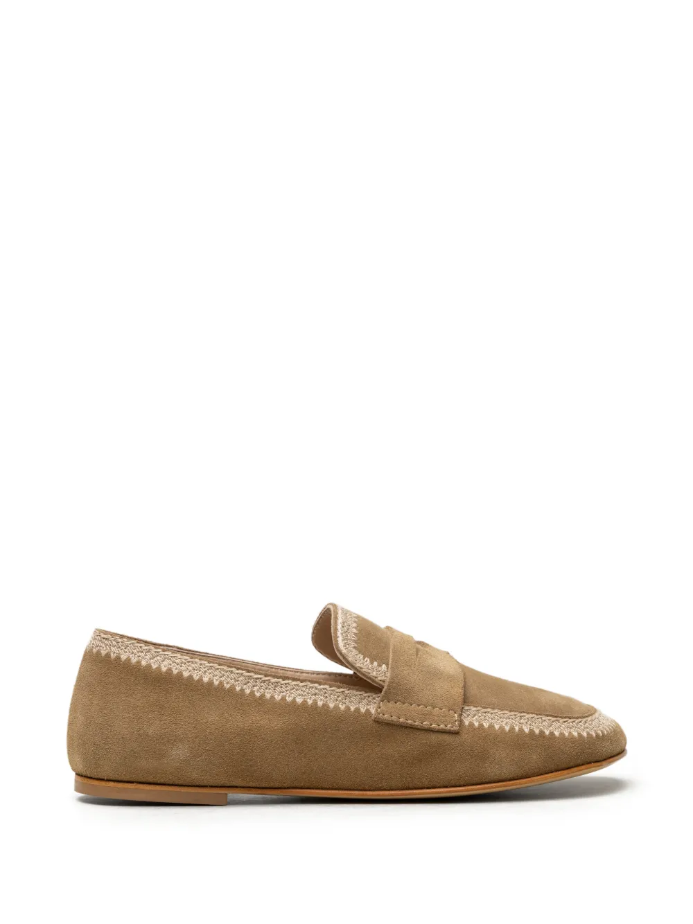 CHUCKIES whipstitch-trim suede loafers - Toni neutri