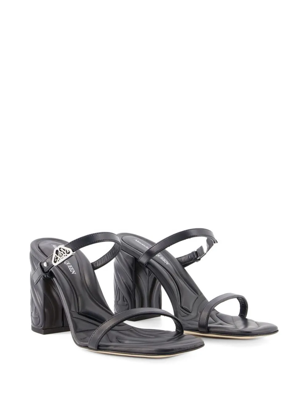 Alexander McQueen embossed heeled sandals Zwart