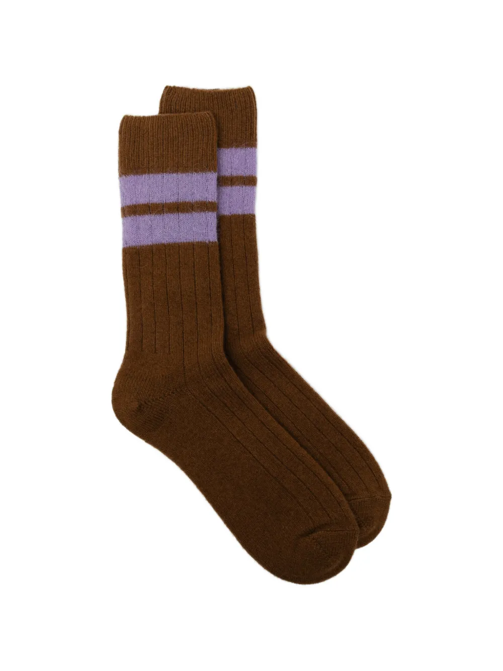 Zegna logo-print striped socks - Marrone