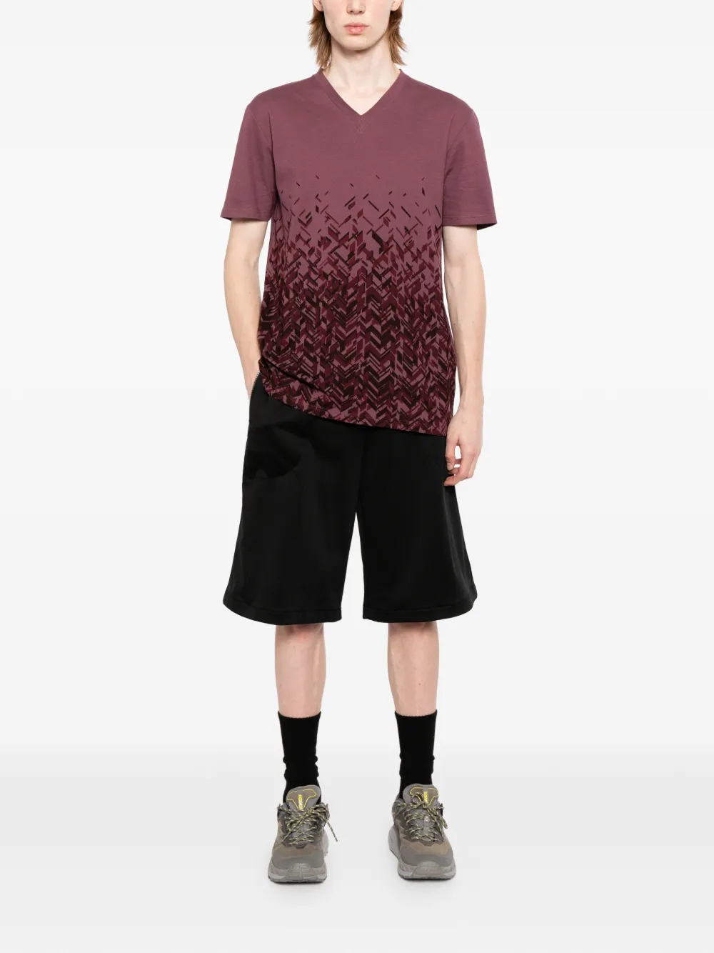 Zegna T-shirt met V-hals Paars