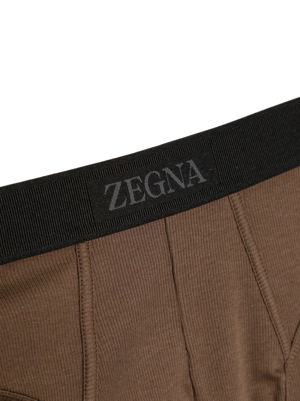 Zegna Geribbelde slip met logoband Bruin