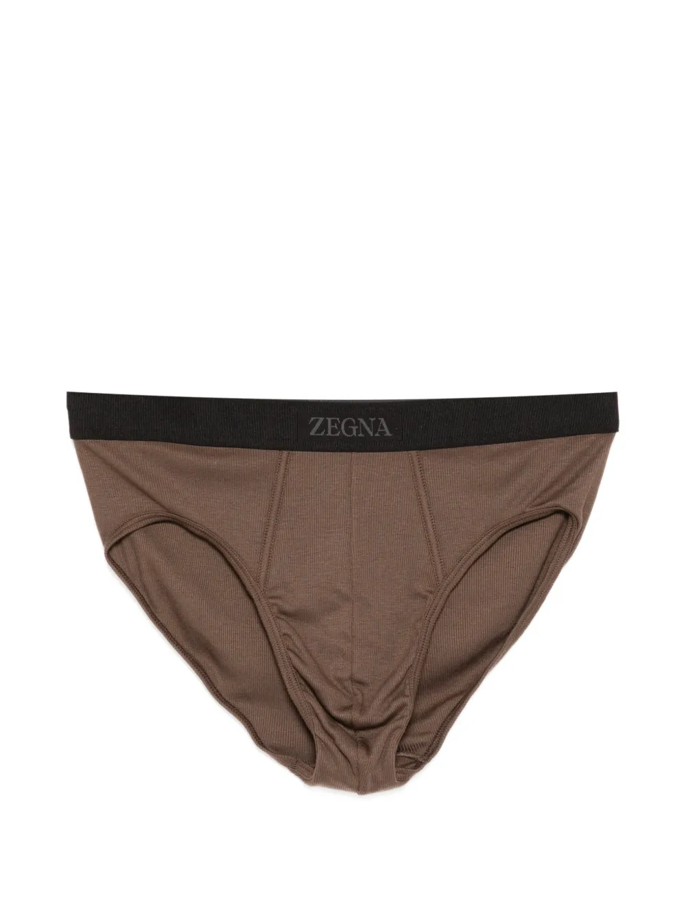 Zegna logo-waistband ribbed briefs - Marrone
