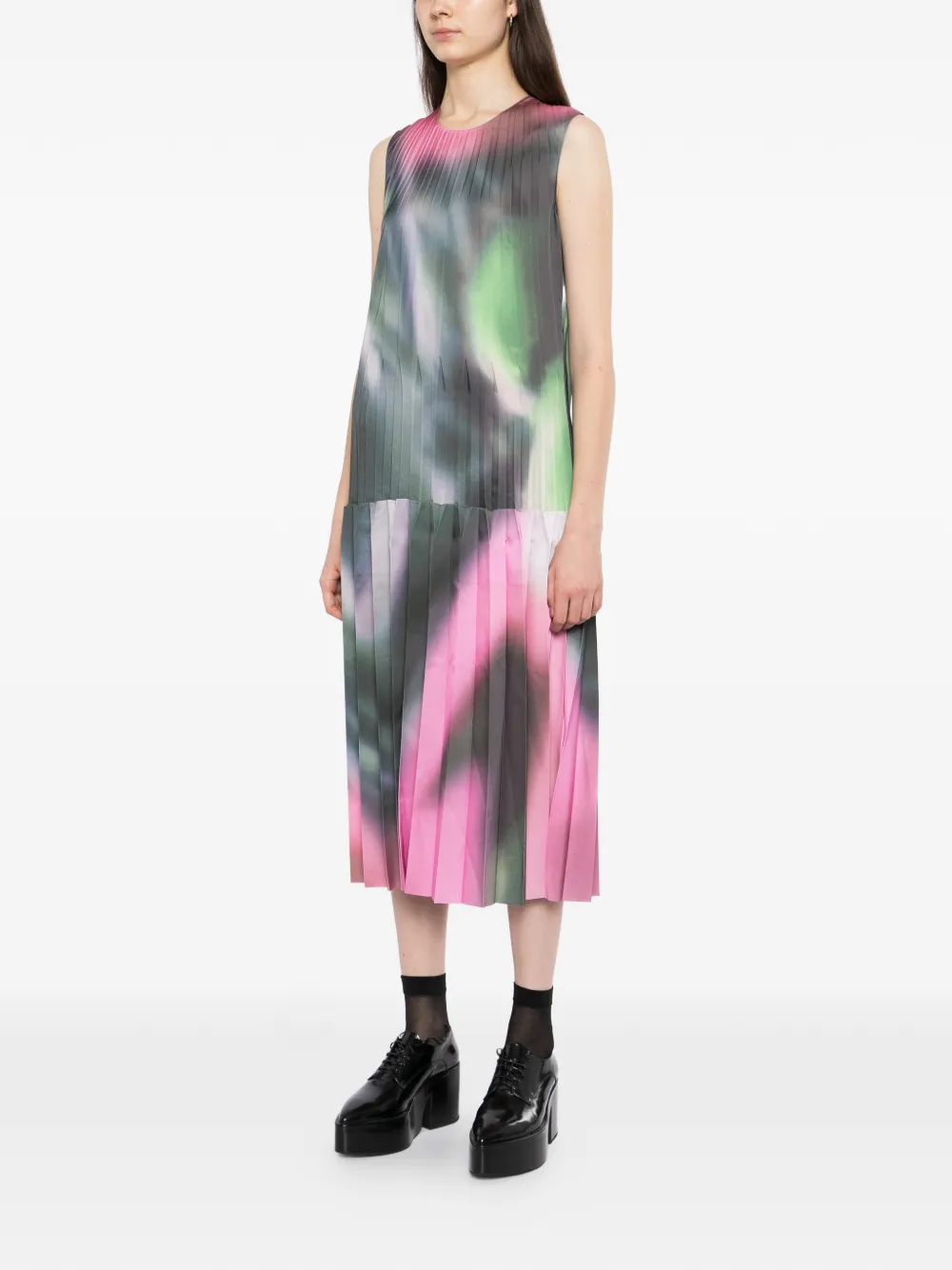 JNBY Geplooide jurk met grafische print Groen