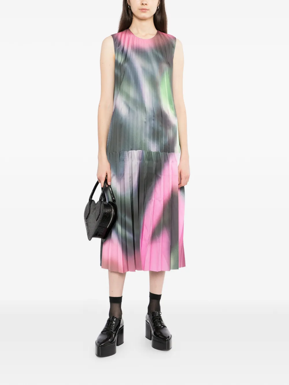 JNBY Geplooide jurk met grafische print Groen